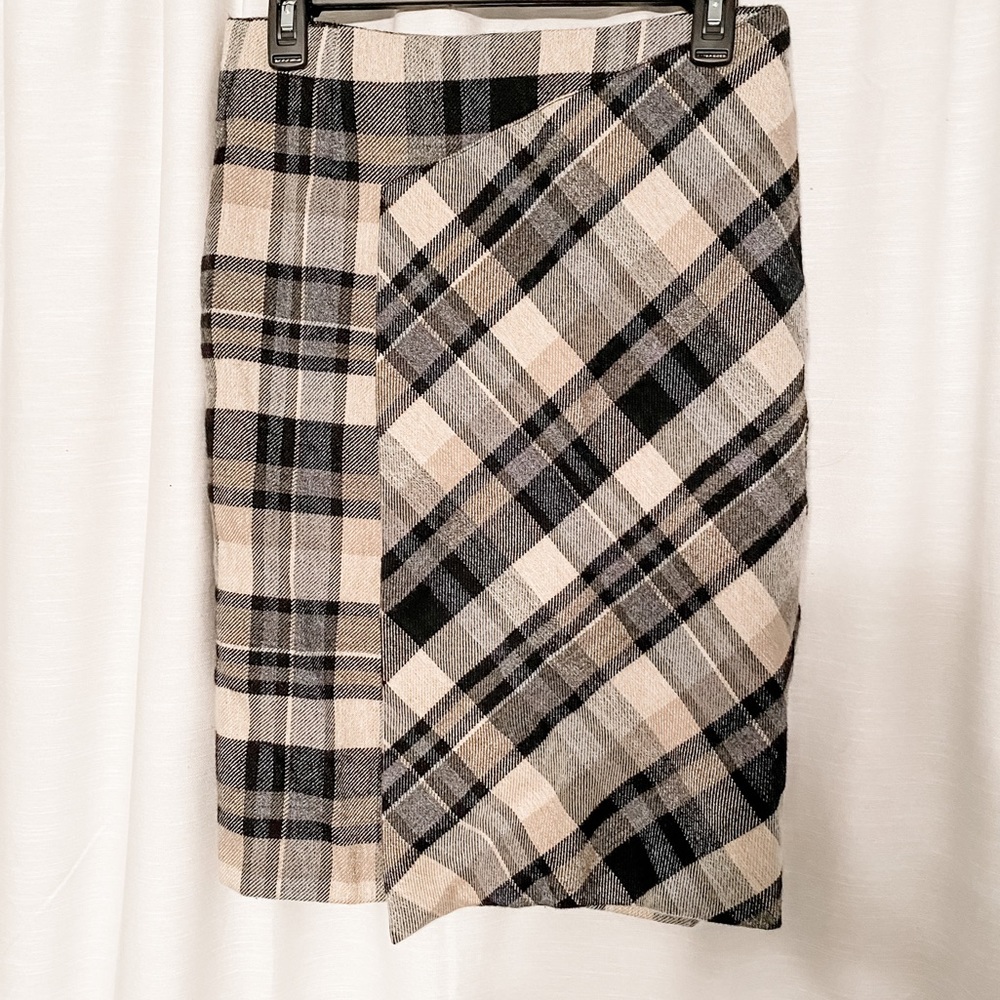 Zara Asymmetrical Plaid Skirt